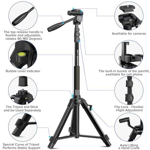 69" Camera Tripod Monopod with 3