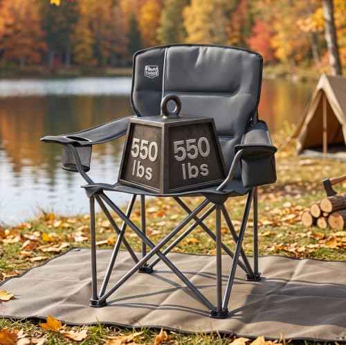 550 LBS Oversized Folding Camping Chair for Adults