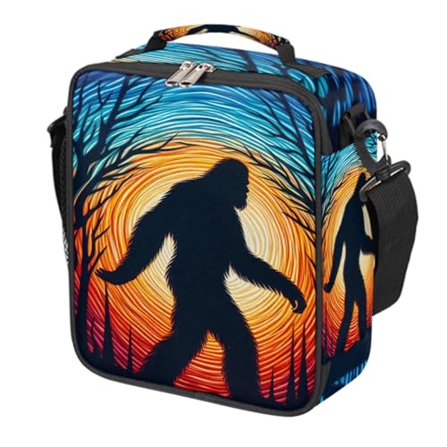 Galaxy Bigfoot Kids Lunch Box for Girls Boys Reusable Insulated Lunch Bag for Kids Toddler Thermal Cooler Spacious Lunchbox with Shoulder Strap Lunchbag for School Work Picnic (print 7)