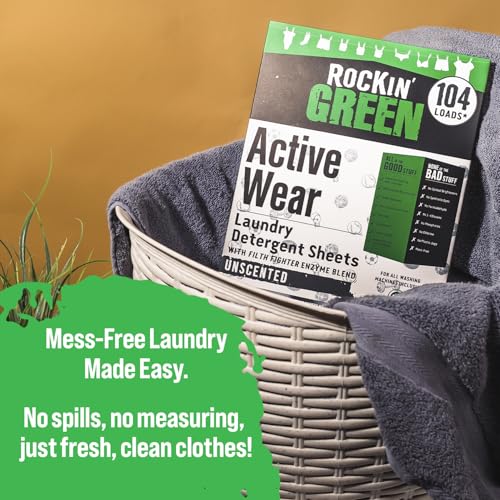 Active Wear Laundry Detergent Sheets Unscented 104 Loads (104 Count)