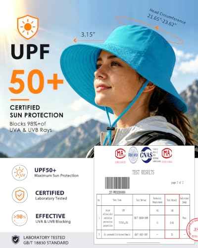 Water Resistant UPF 50+ Sun Bucket Hat Packable Brimmed for Women Men