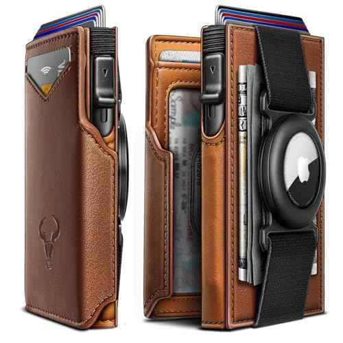 Men Airtag Leather Wallet Metal Case Money Clip