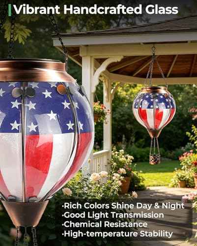 Hot Air Balloon Solar Lantern with Flickering Flame Light