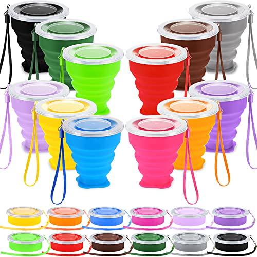 12 Pcs Silicone Collapsible Cup with Lid