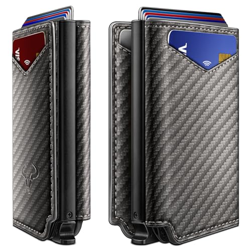 Men Slim Leather Wallet Metal Case Money Clip