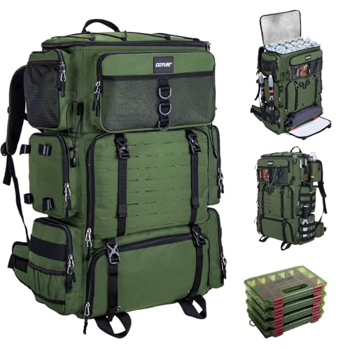 72L Fishing Tackle Backpack with Cooler & 4 3700 Tackle Boxes