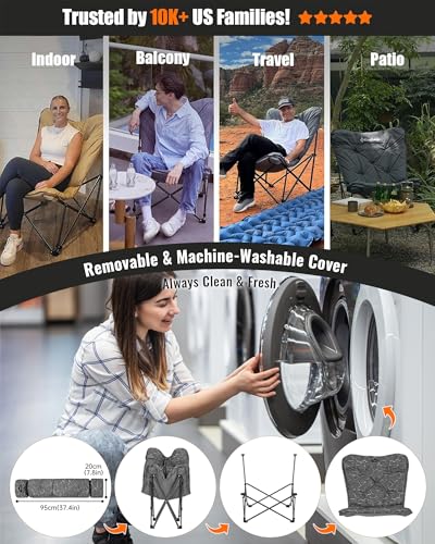 Folding Comfy Butterfly Chair Oversized Padded Camping Chairs for Adults Comfortable Camp Chair 300lbs Heavy Duty with High Back for Outdoor Lawn Patio Bedroom Living Room Dorm
