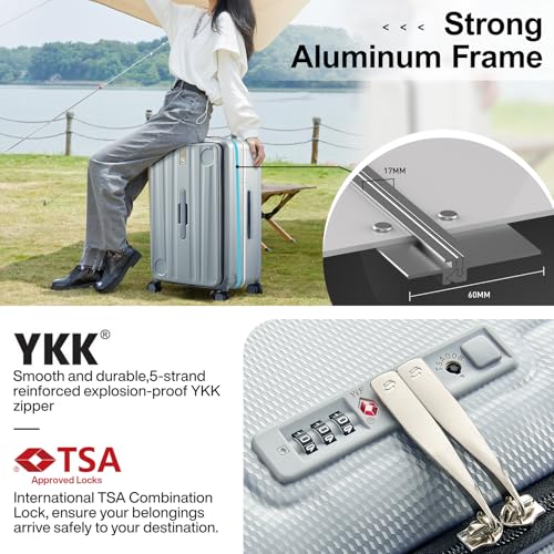 Multifunctional 26 Inch Hard Shell Suitcases with Wheels Travel Approved Luggage Large Rolling Suitcase Checked Luggage for Women Men