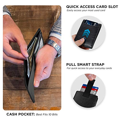 RFID Blocking Slim Bifold Genuine Leather Thin Minimalist Front Pocket Wallets for Men Billfold Wallet Men Gift