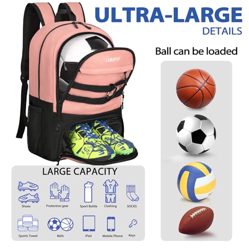 Soccer Backpack Bag with Ball Holder Ventilated Shoe Compartment Large Capacity Sports Gear Bag for Basketball Volleyball Gym
