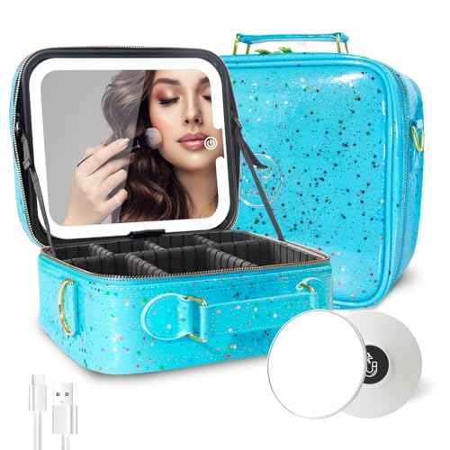 Travel Makeup Bag Cosmetic Bag with Lighted Mirror