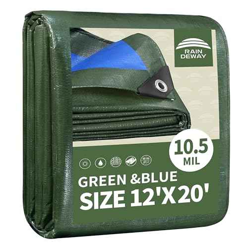 12x20 Feet Tarps Heavy Duty Waterproof 10.5 Mil Outdoor Poly Tarp