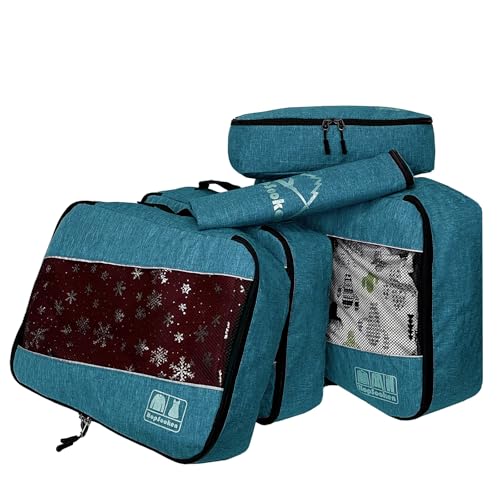 5 Set Packing Cubes for Travel Large Suitcase Luggage Organizer Bags Travel Accessories Vacation 4 Cubes 1 Laundry Pouch Bag (5 Count)