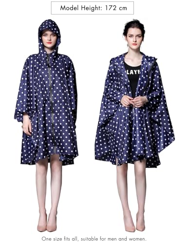 Waterproof Rain Poncho for Women Packable Hooded Raincoat with Pocket