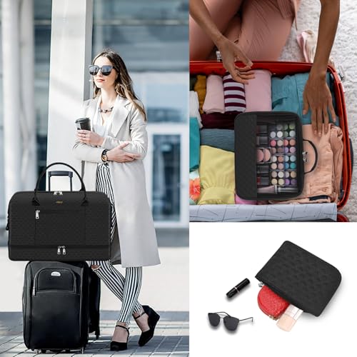 Weekender Bag for Women 21.5" Travel Duffel Large Carry On Bag 3PCS (3 Count)
