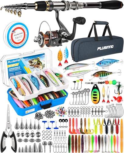 Collapsible Telescopic Fishing Rod Pole and Reel Combo Starter Kit (376 Count)