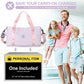 Purple Pink Waterproof Duffel Gym Tote Weekender Carry On Overnight Bag for Women with Trolley Sleeve & Wet Pocket