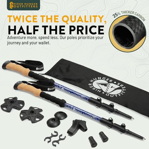 100% Carbon Fiber Trekking Poles by USA Brand (2 Count)