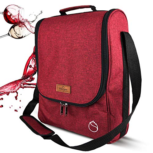 Insulated Wine 3 Bottle Carriers Tote Travel Cooler Gift Bag For Airplane Liquor With Padded Shoulder Strap (3 Count)