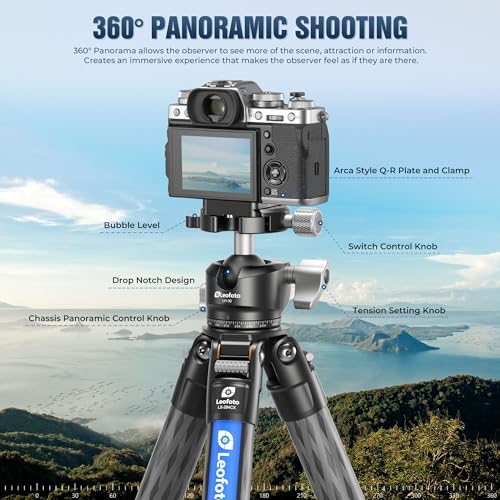Carbon Fiber Tripod for Camera with 360° Panoramic Ball Head