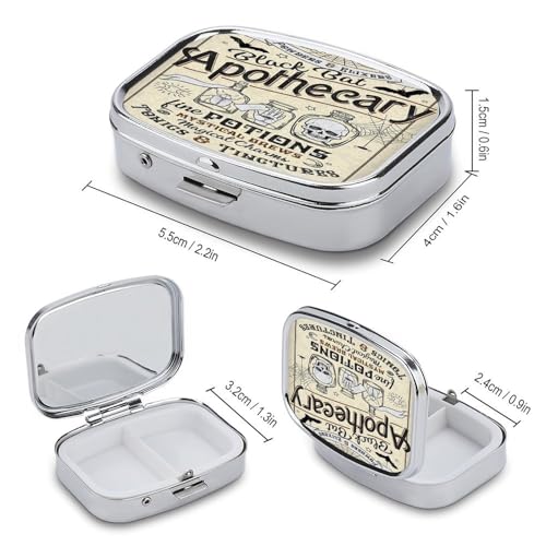 Metal 2 Compartment Pill Organizer Travel Friendly Portable Compact Pill Box Cute Pill Case to Hold Vitamins