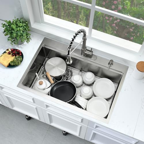 33x19 Drop In Kitchen Sink Stainless Steel Workstation Sink