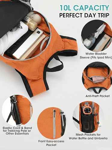Foldable Small Hiking Backpack with 3 Strap Pockets