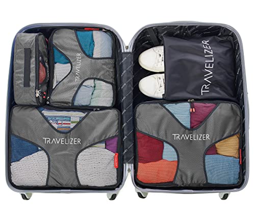 Grey Travel Packing Cubes 5 pcs Luggage Organizer Set for Bag & Suitcase