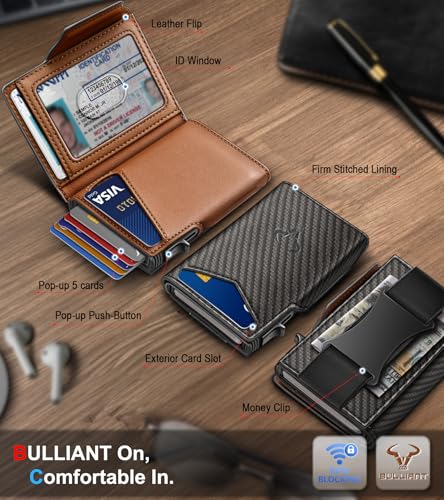 Men Slim Leather Wallet Metal Case Money Clip
