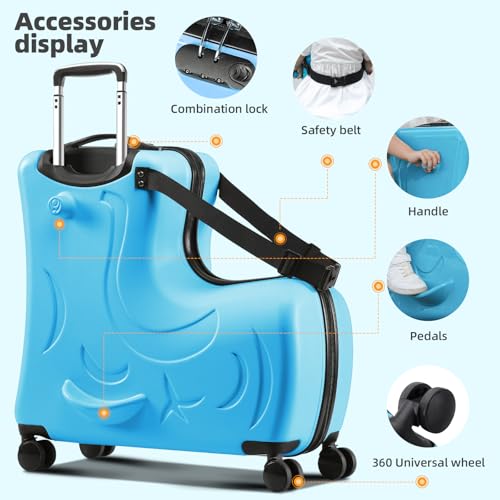 Toddler Luggage Ride On Suitcase for Kids with 4 Spinner wheels
