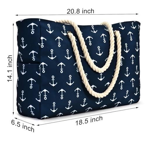 Beach Bag Large Beach Tote Bag for Women Waterproof Sandproof Swim Pool Bag With Zipper