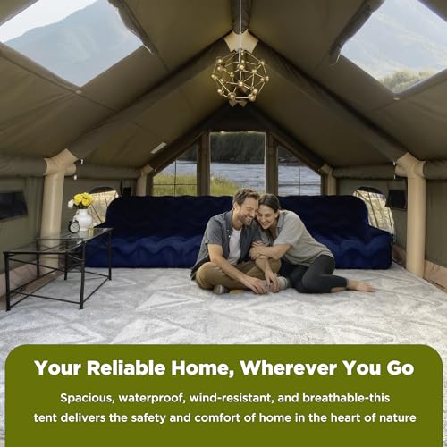 Luxury Inflatable Canvas Tent for Camping with Stove Jack