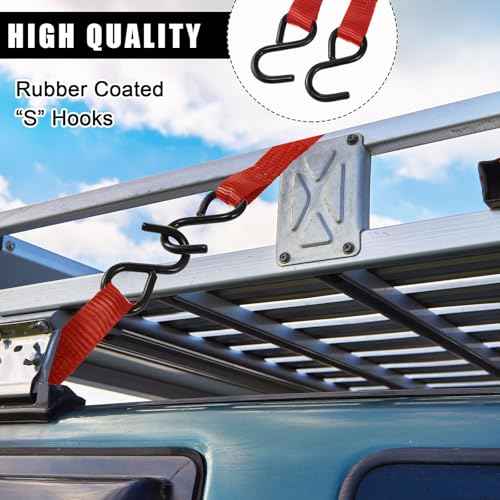 16 Pcs Cambuckle Tie Down Straps 1763lbs Break Strength Securing Straps 1'' x 15 ft Cambuckle Tie Downs with S Hook for Motorcycle (16 Count)