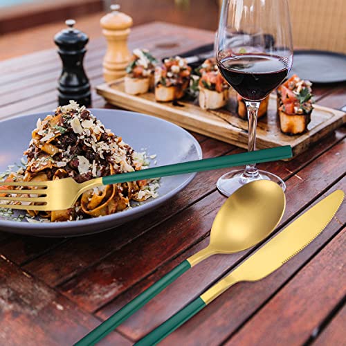 6 Pieces Stainless Steel Flatware Set Portable Reusable Cutlery Set Travel Utensils Set Including Chopsticks Knife Fork Spoon Straws Cleaning Brush Dishwasher Safe (8 Count)
