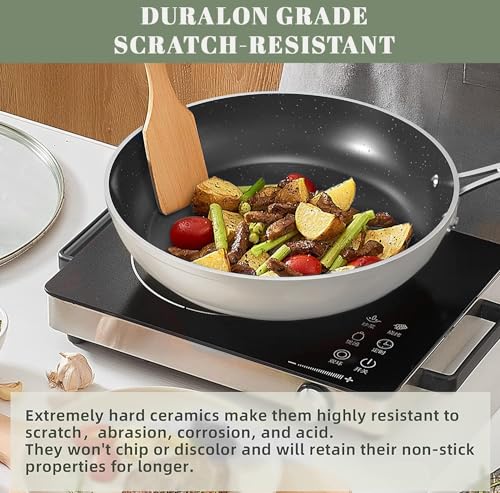 7pc Cookware Set Healthy Duralon Blue Ceramic Nonstick Coated