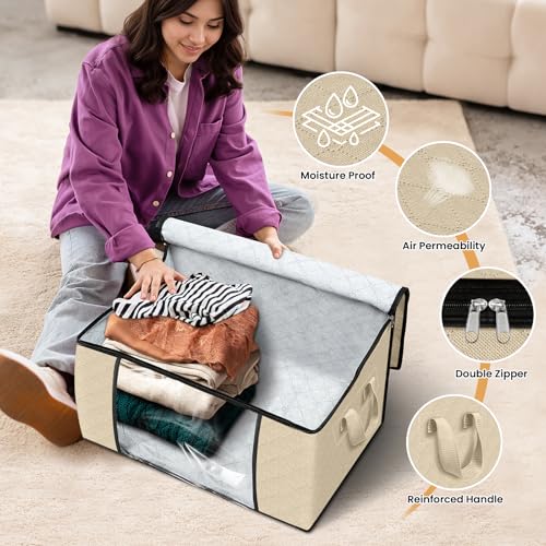 10 Pack Storage Bags for Clothes Blanket Storage Bins with Lids (10 Count)