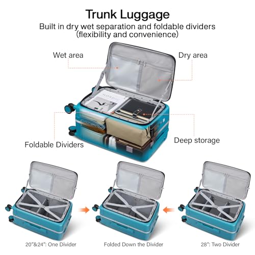 24 Inch Checked Luggage with Cup Holder and USB Ports