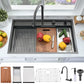 33 Inch Black Drop In Waterfall Kitchen Sink Workstation