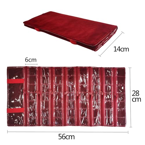 Travel Jewelry Roll Bag Portable Organizer Pouch With Grids&PVC Cover Storage Bags for Necklace