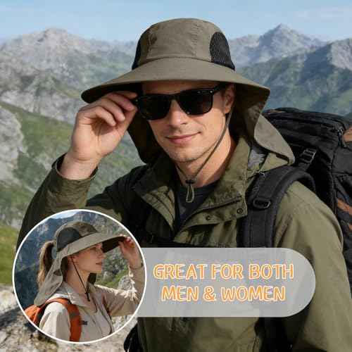 Sun Hat for Men Women with Neck Flap