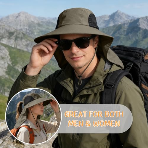 Sun Hat for Men Women with Neck Flap