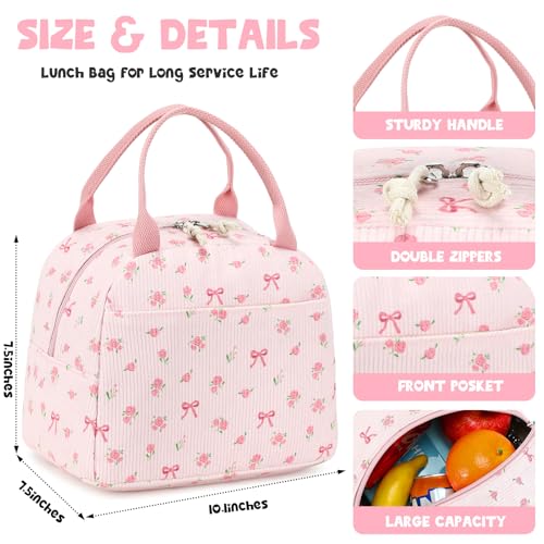 Lunch Bag for Women Men Cute Corduroy Lunch Tote Bags Reusable Insulated Lunch Box Large Capacity Reusable Insulated Cooler for Work Picnic or Travel