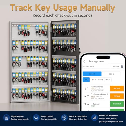 120 Key Lock Box Smart Key Organier Cabinet with Keypad & App for Office
