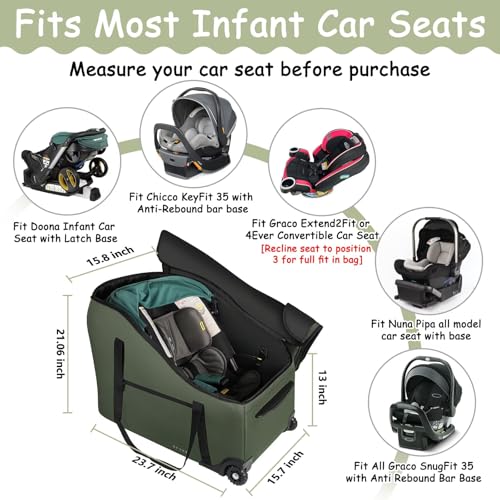 Infant Car Seat Travel Bag for Airplane Fit Doona Stroller and Base