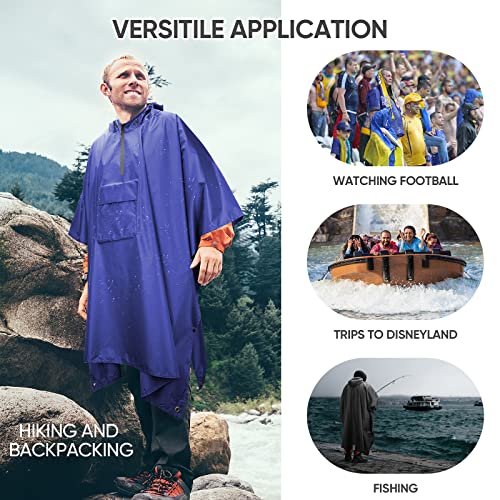 Hooded Rain Poncho for Adults