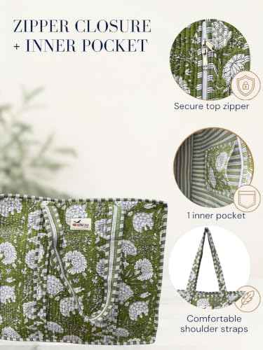 100% Cotton Quilted Tote Bag For Women