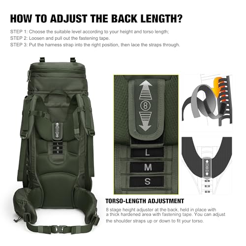 75L Molle Hiking Internal Frame Backpacks with Rain Cover for Camping