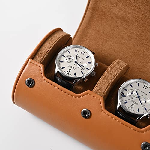 3 Slot Leather Watch Storage Box Brown