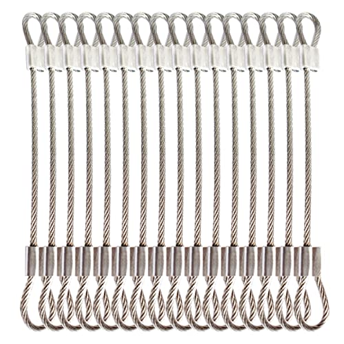 1/8"(3mm) Wire Diam Stainless Steel Cable Eyelets Loops Short Rope Lanyard Safety Tether Chain Lock with Vinyl Coated Cover, 20Pcs 6" Long Clear (20 Count)