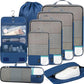 4 Set/6 Set/8 Set Compression Packing Cubes Travel Accessories Expandable Packing Organizers(HalfMesh,8-Navy)